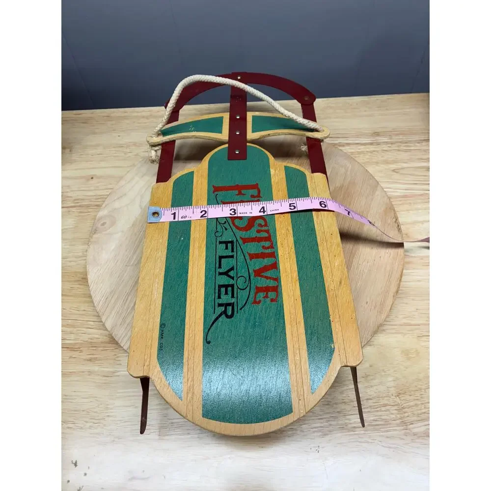 Pair of Wooden Sled Christmas Decorations | Festive Flyer 1995 Rustic Farmhouse